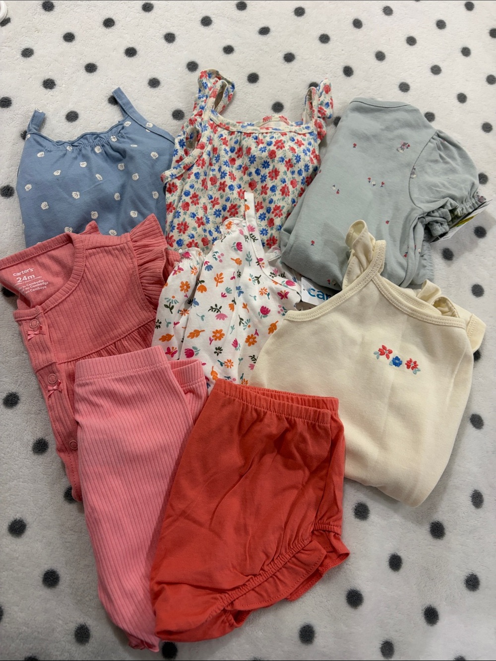 Assorted Baby Girls Summer Bodysuits & Tops - Floral & Pastel Colors - BUNDLE